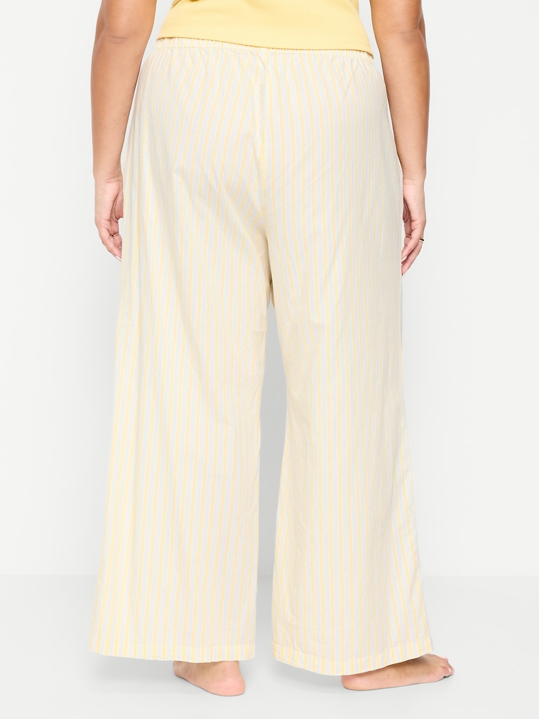 Poplin Wide-Leg Pajama Pants