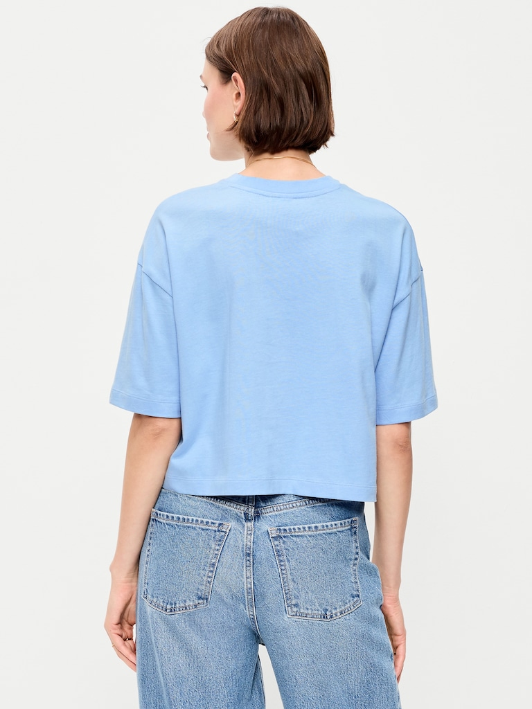 Vintage Crew-Neck Oversized Crop T-Shirt