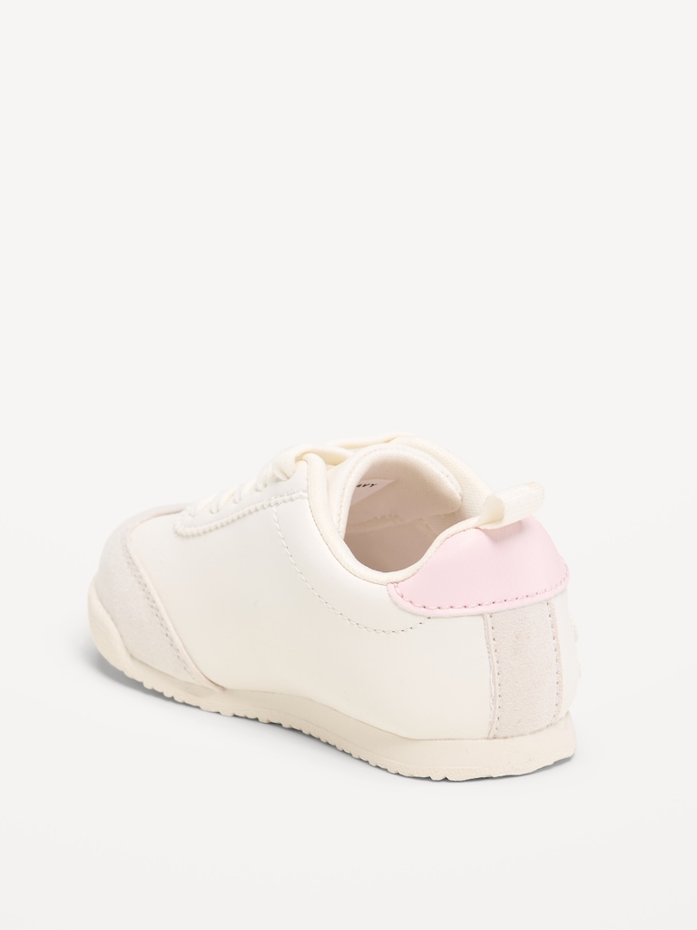 Faux-Leather Lace-Up Sneakers for Toddler Girls