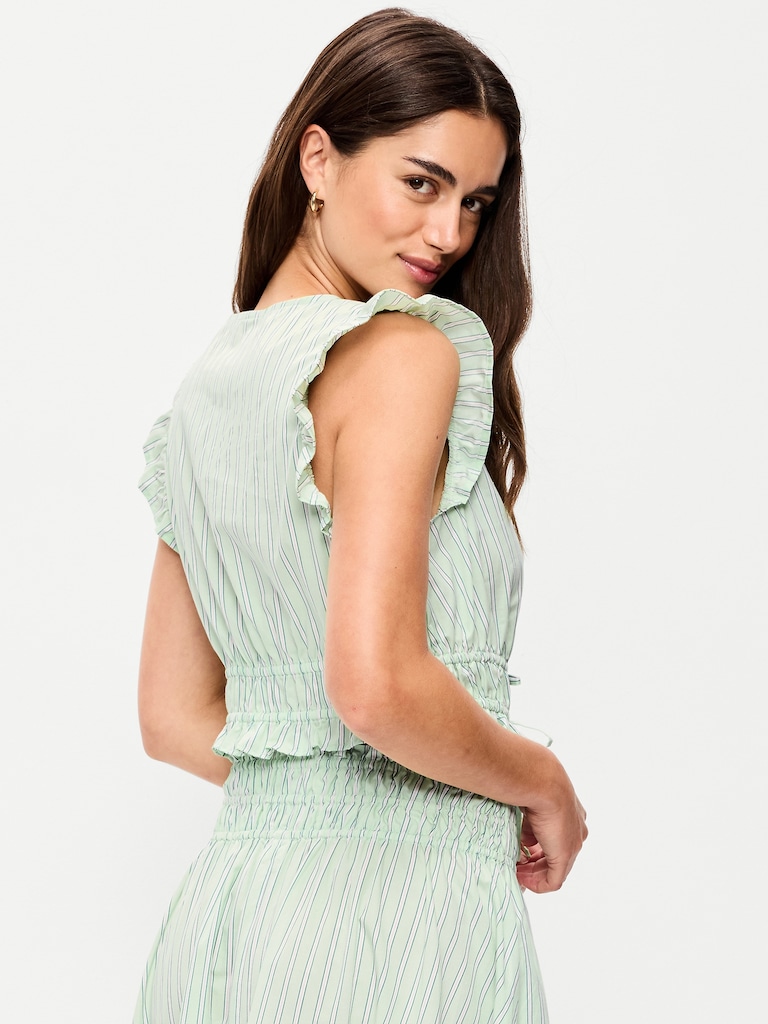 Flutter-Sleeve Poplin Top