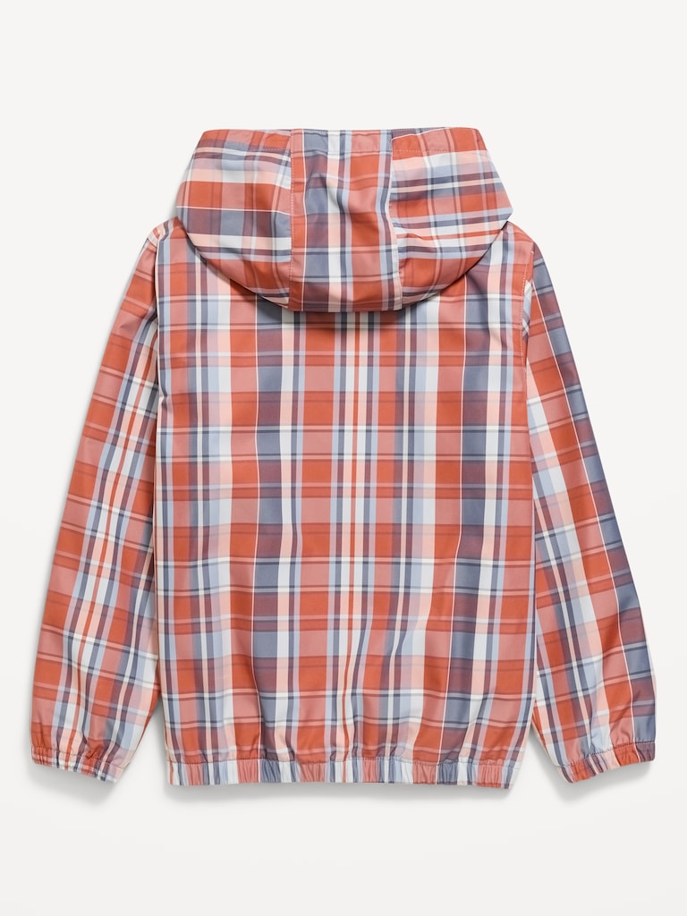 Water-Resistant Plaid Zip-Front Jacket for Boys