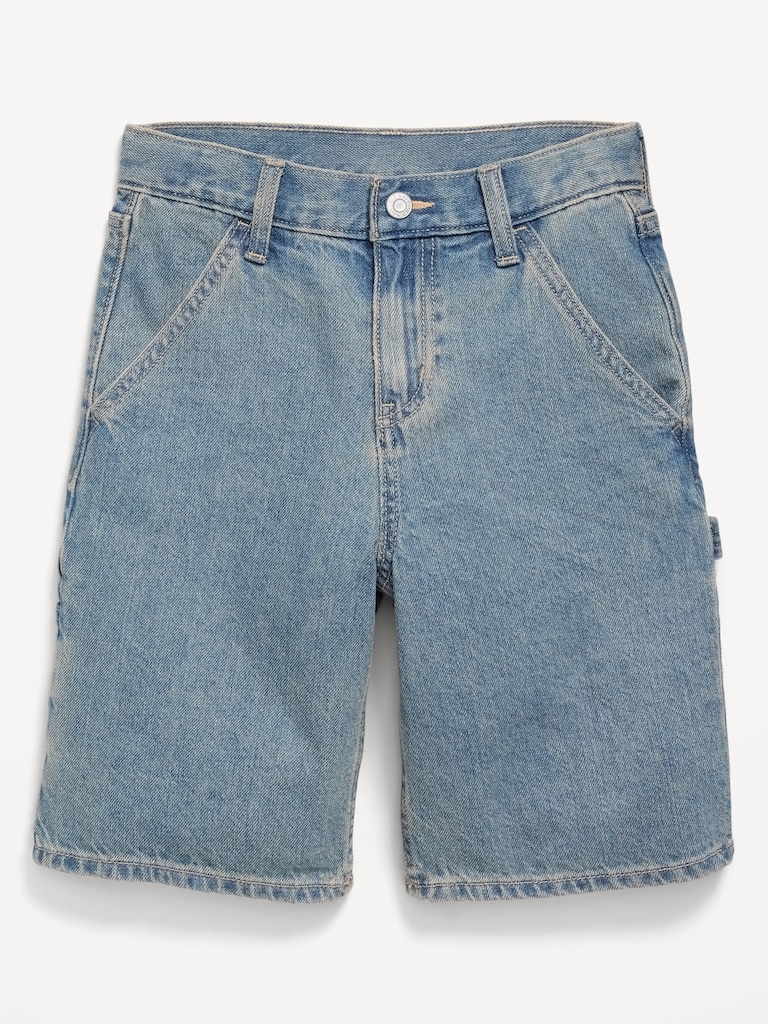 Below Knee Super Baggy Utility Jean Shorts for Boys