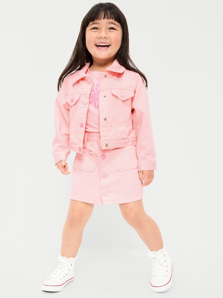High-Waisted Button-Front Skirt for Toddler Girls