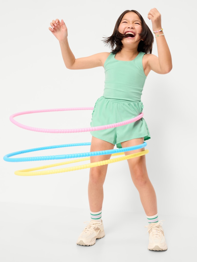 PowerChill Sleeveless Ruffle-Trim Romper for Girls