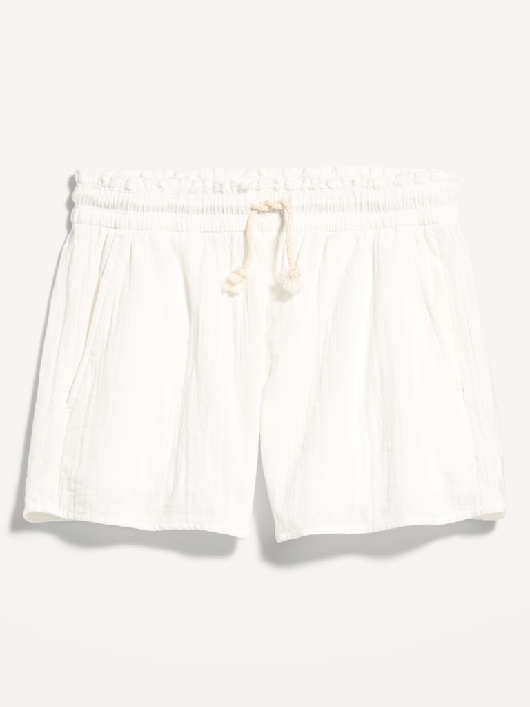High-Waisted Crinkle Gauze Shorts
