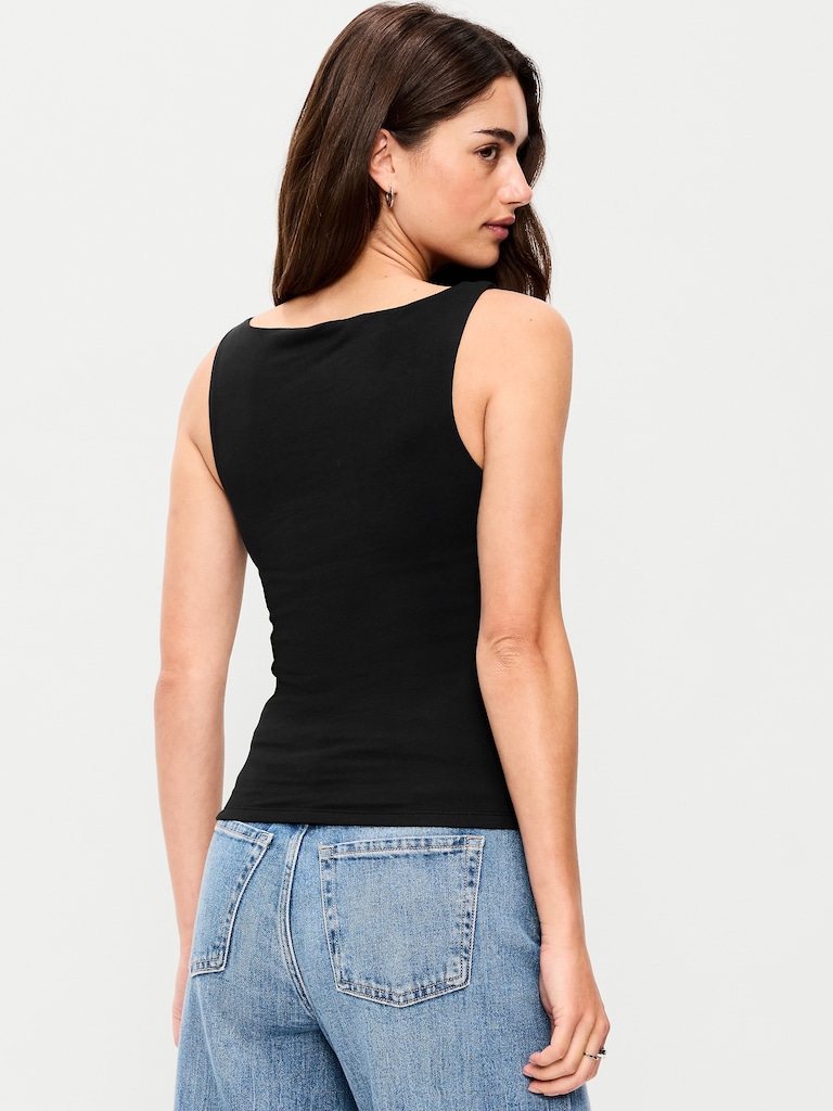 Hug Double-Layer Boat-Neck Top