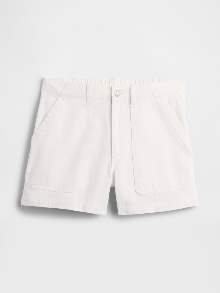 4" High Rise Denim Utility Shorts