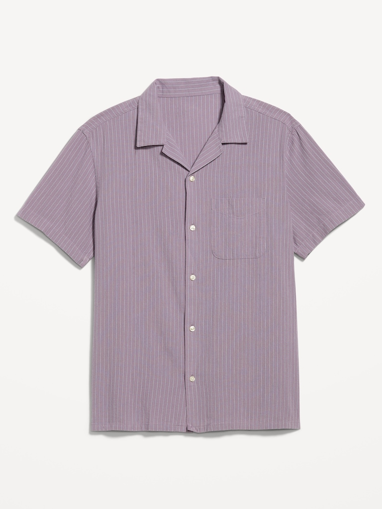 Short-Sleeve Striped Camp Shirt
