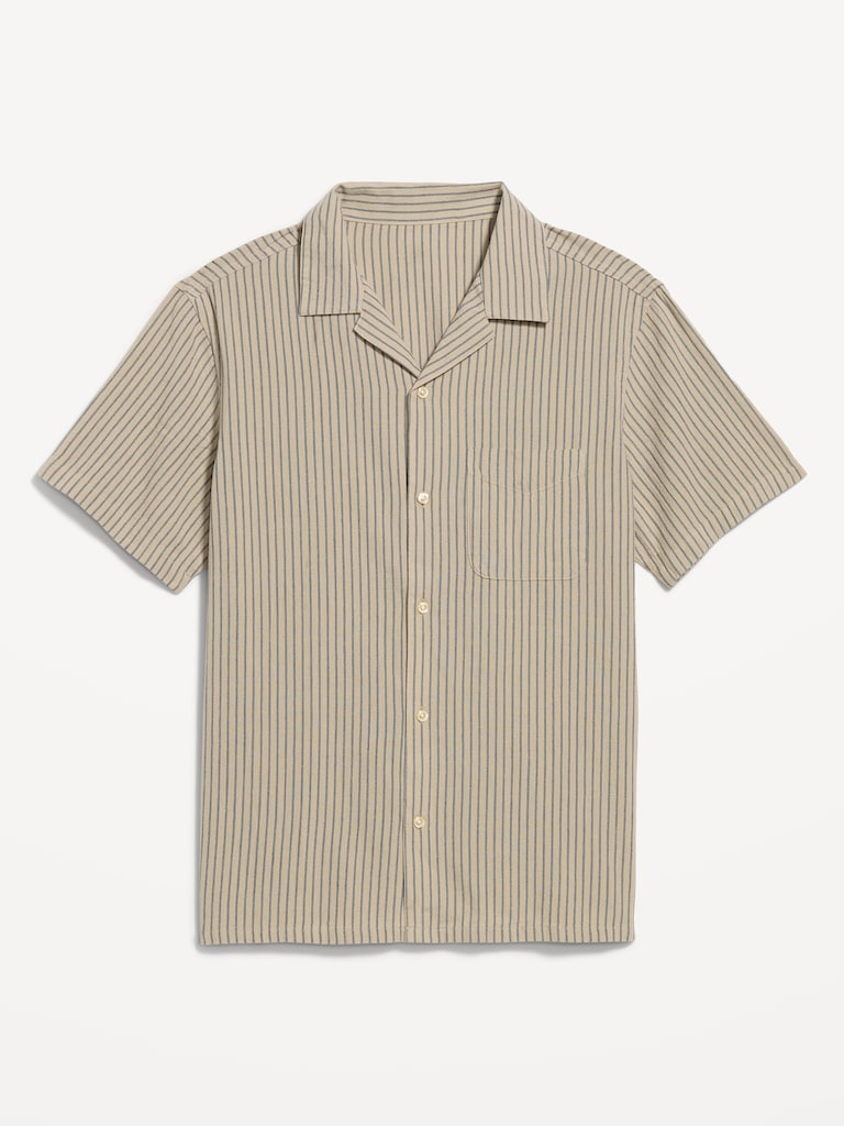 Short-Sleeve Striped Camp Shirt