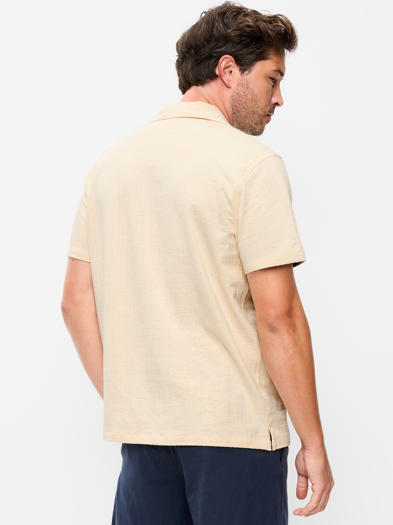 Short-Sleeve Textured Camp Shirt