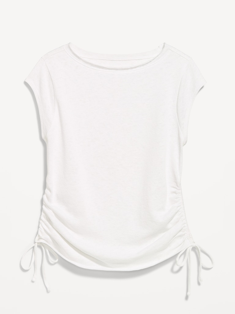 Cap-Sleeve Shirred Side Top