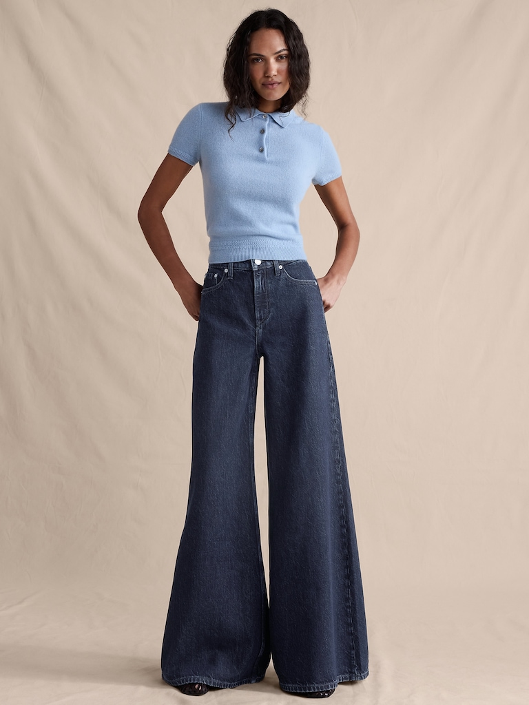 High-Rise Wide-Leg Lightweight Palazzo Jean