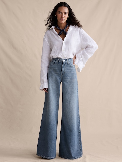 Jean Femme Banana Republic Stretch Taille 4P - Bleu, Coupe Boyfriend - Occasion Très Bon état