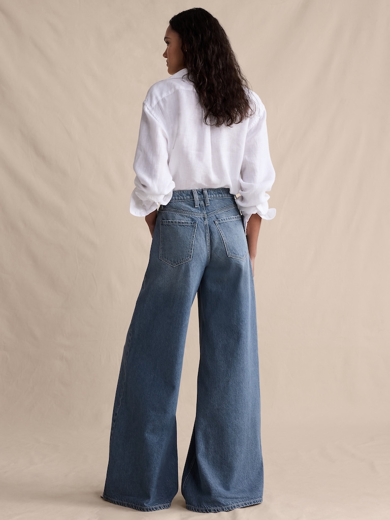 High-Rise Wide-Leg Lightweight Palazzo Jean