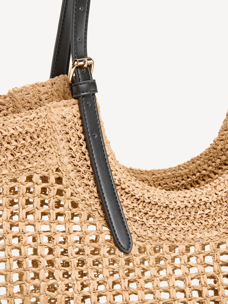 Open-Weave Straw Tote Bag