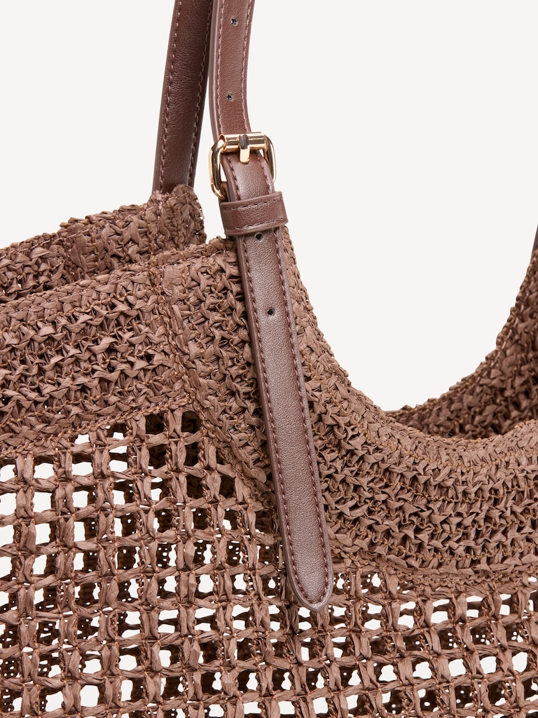 Open-Weave Straw Tote Bag