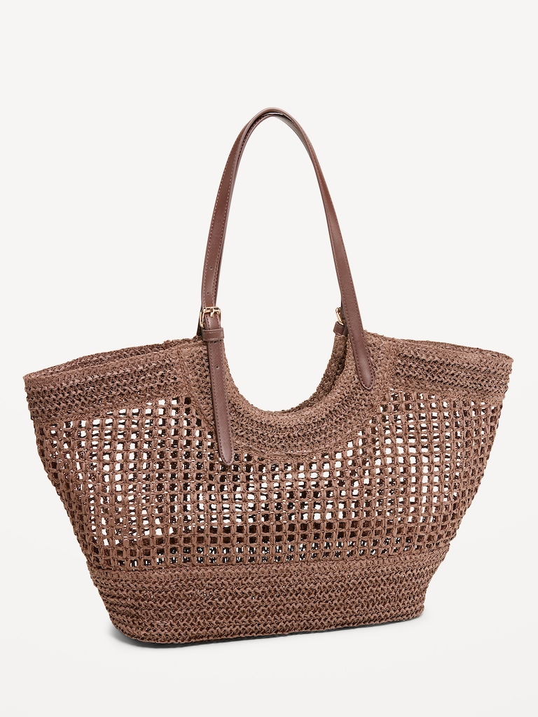 Open-Weave Straw Tote Bag