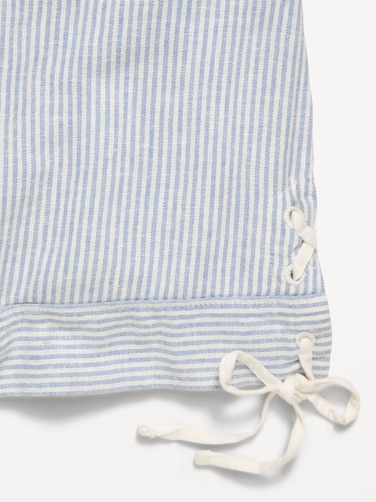 Sleeveless Striped Tie-Knot Linen-Blend Top for Girls