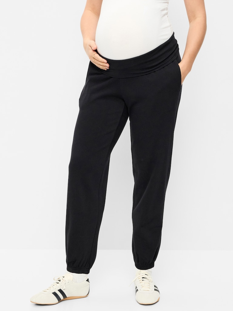 Maternity Rollover-Waist Fleece Jogger