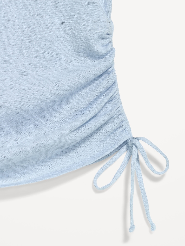 Cap-Sleeve Shirred Side Top