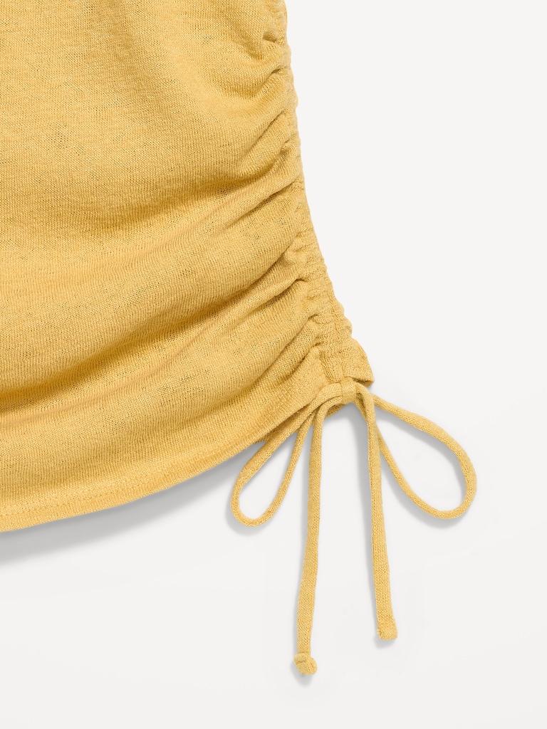 Cap-Sleeve Shirred Side Top