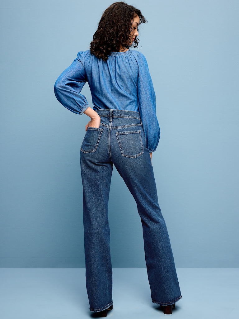 Mid-Rise Loose Boot-Cut Jeans