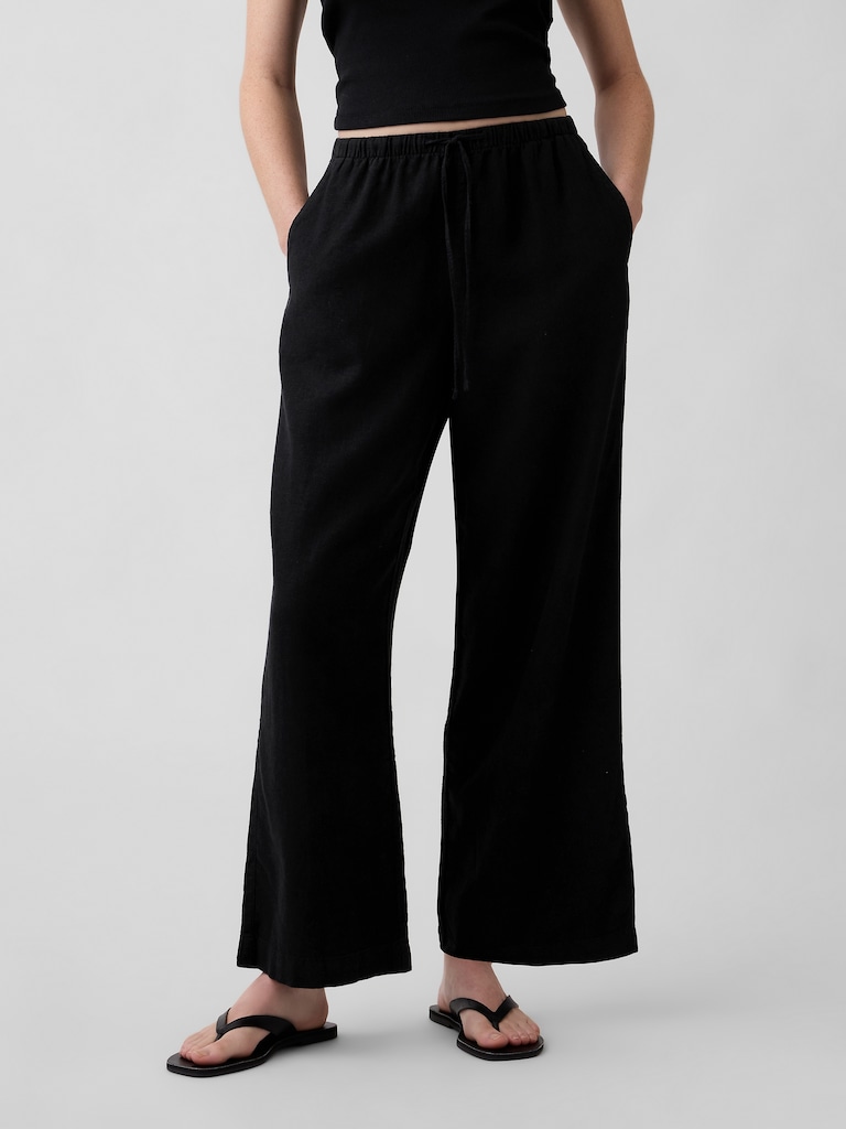 Relaxed Linen-Blend Wide-Leg Pants