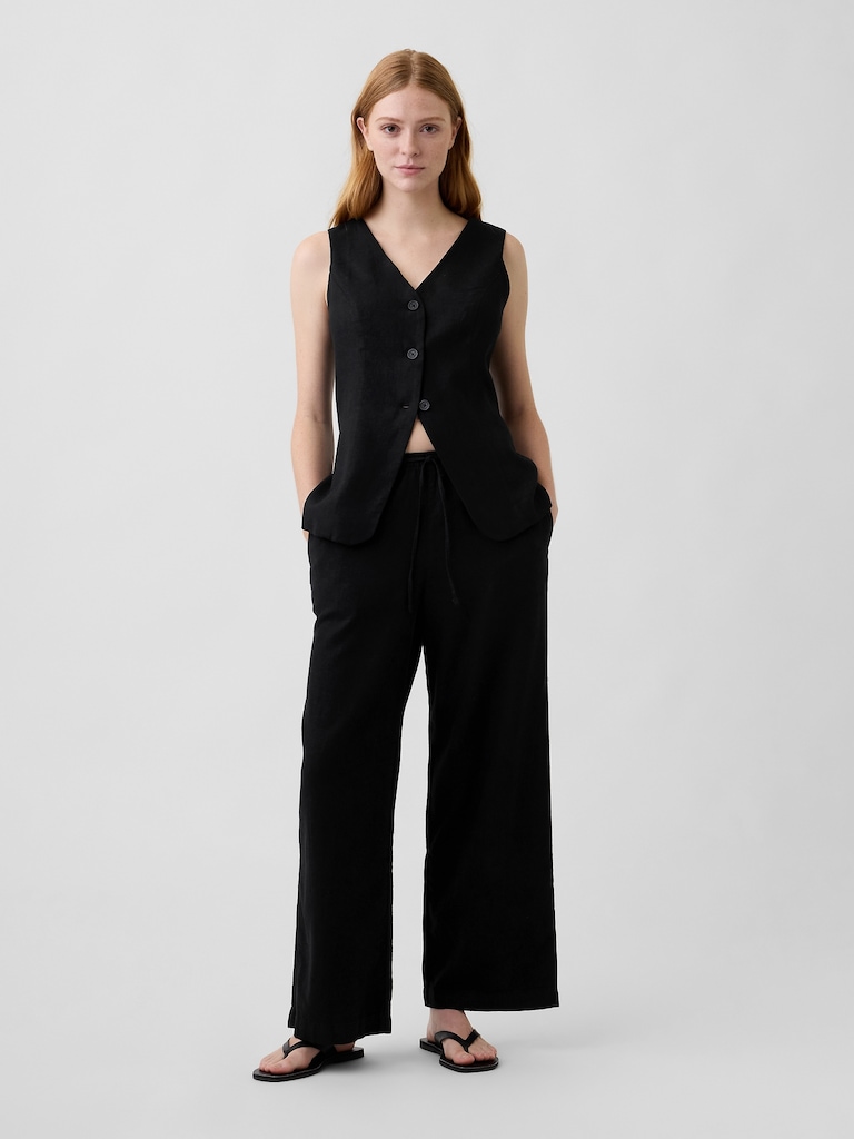 Longline Linen-Blend Vest