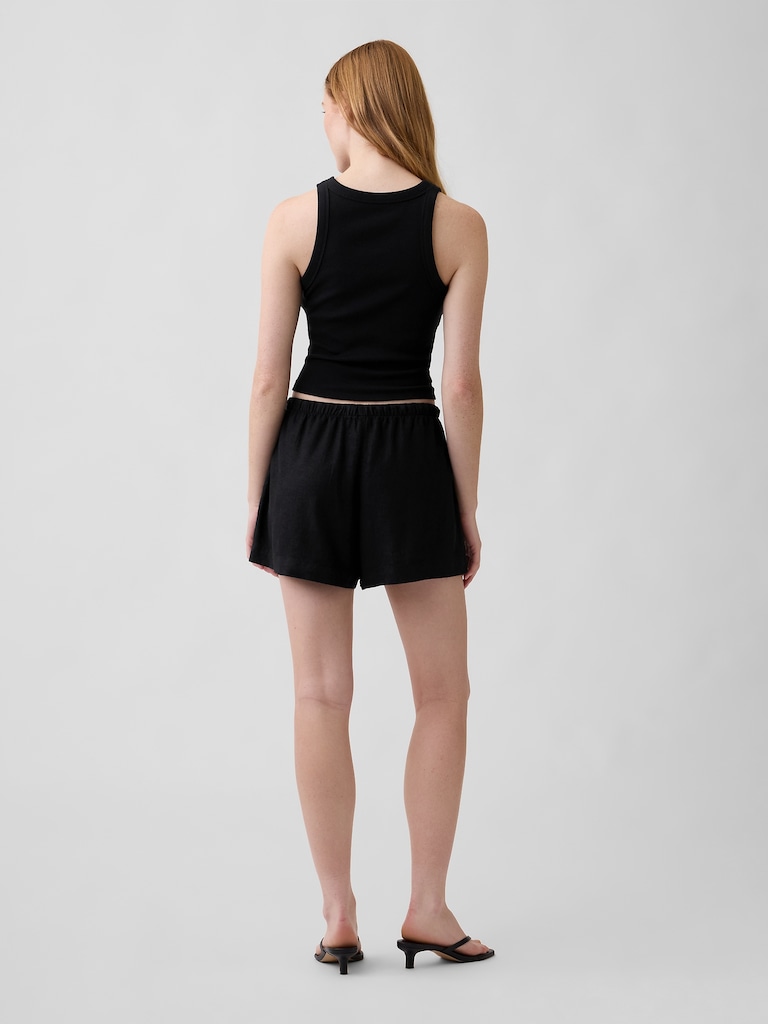 4" High Rise Pull-On Linen-Blend Shorts