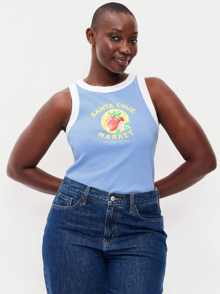 Graphic Snug Crop Tank Top