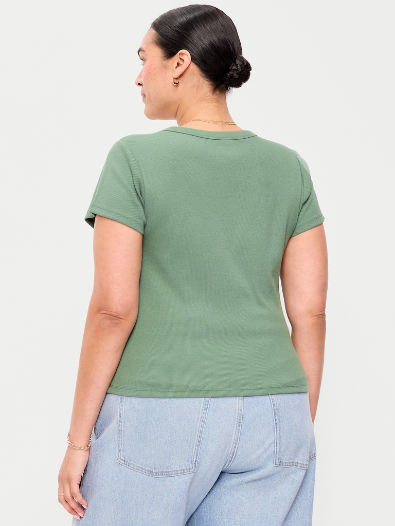 Snug V-Neck Crop T-Shirt