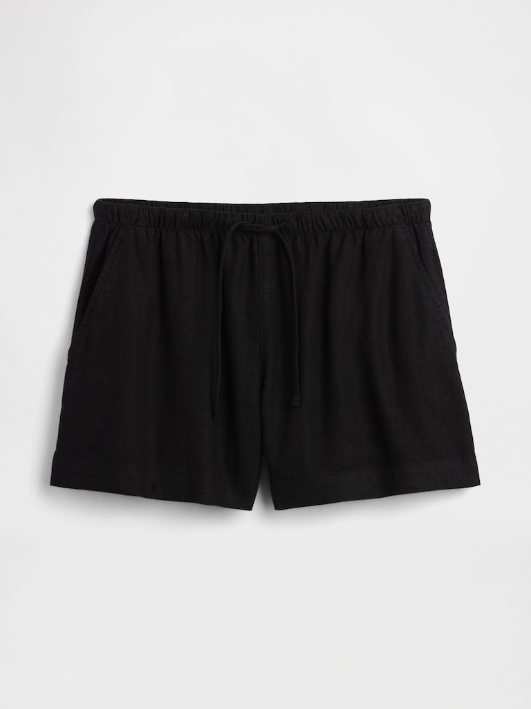 4" High Rise Pull-On Linen-Blend Shorts