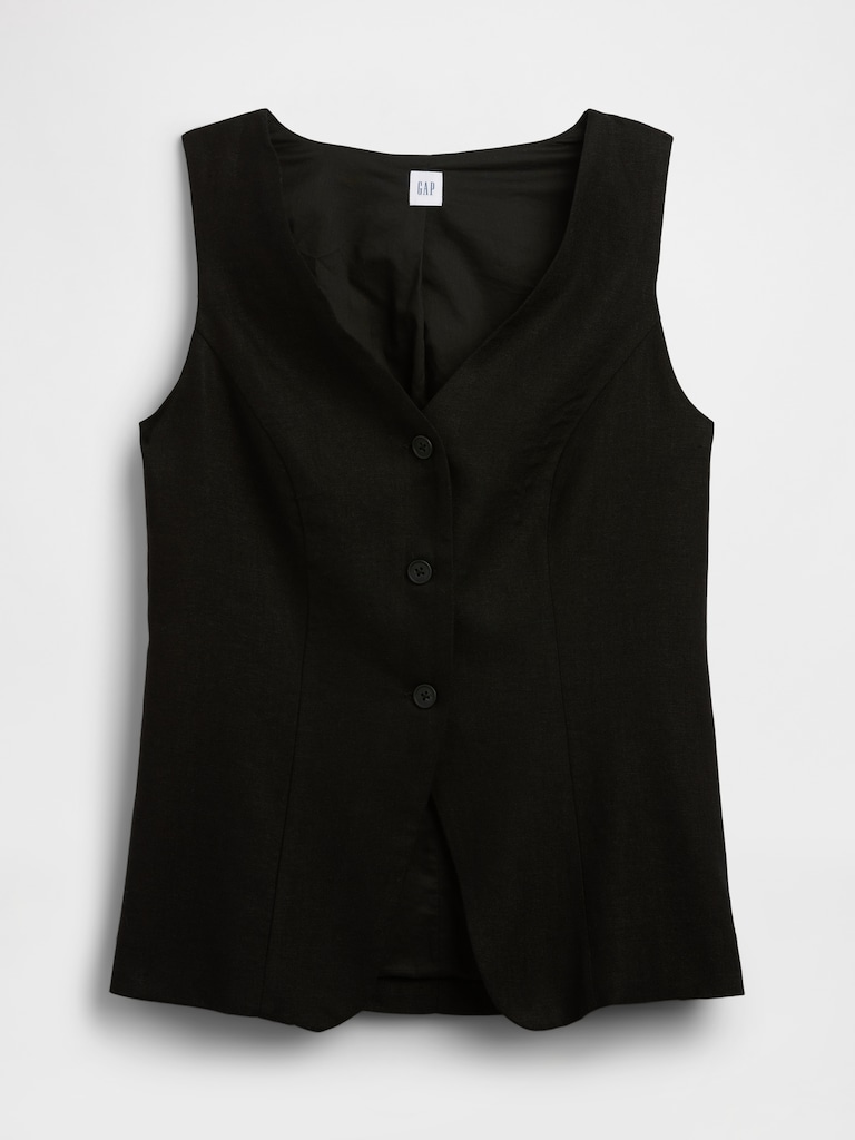 Longline Linen-Blend Vest
