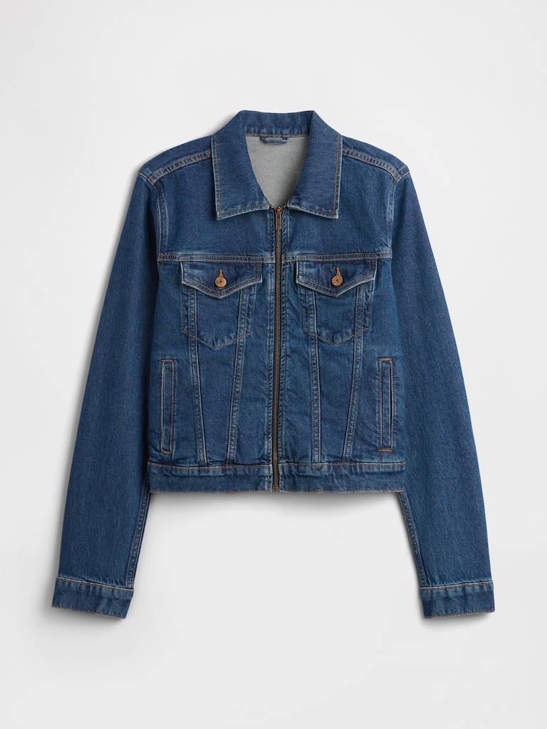 Shrunken Icon Denim Zip Jacket