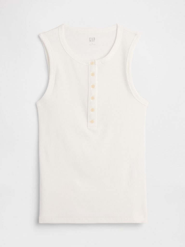 Ribbed Henley Tank Top