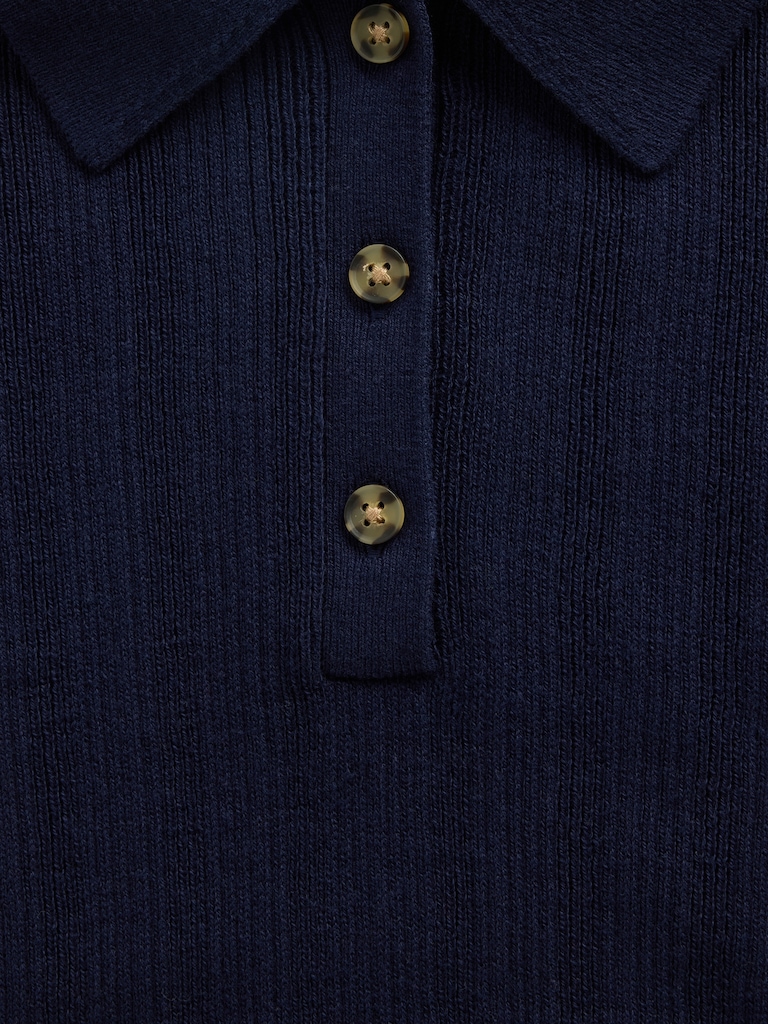 Ribbed Sweater Polo Shirt