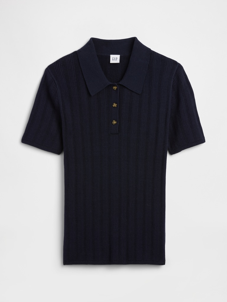 Ribbed Sweater Polo Shirt