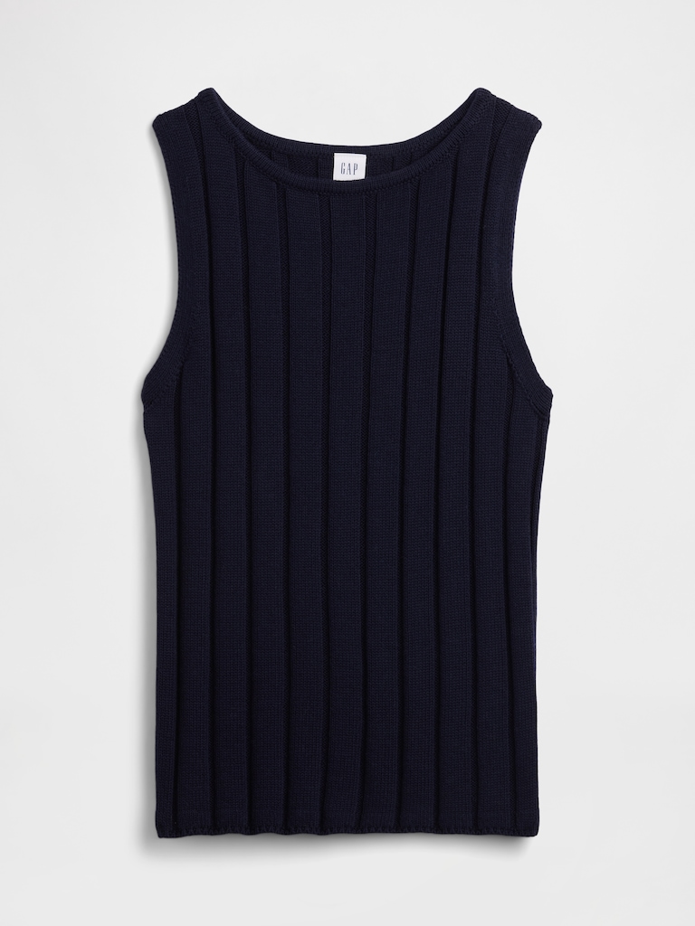 Relaxed Ribbed Boatneck Tank Top