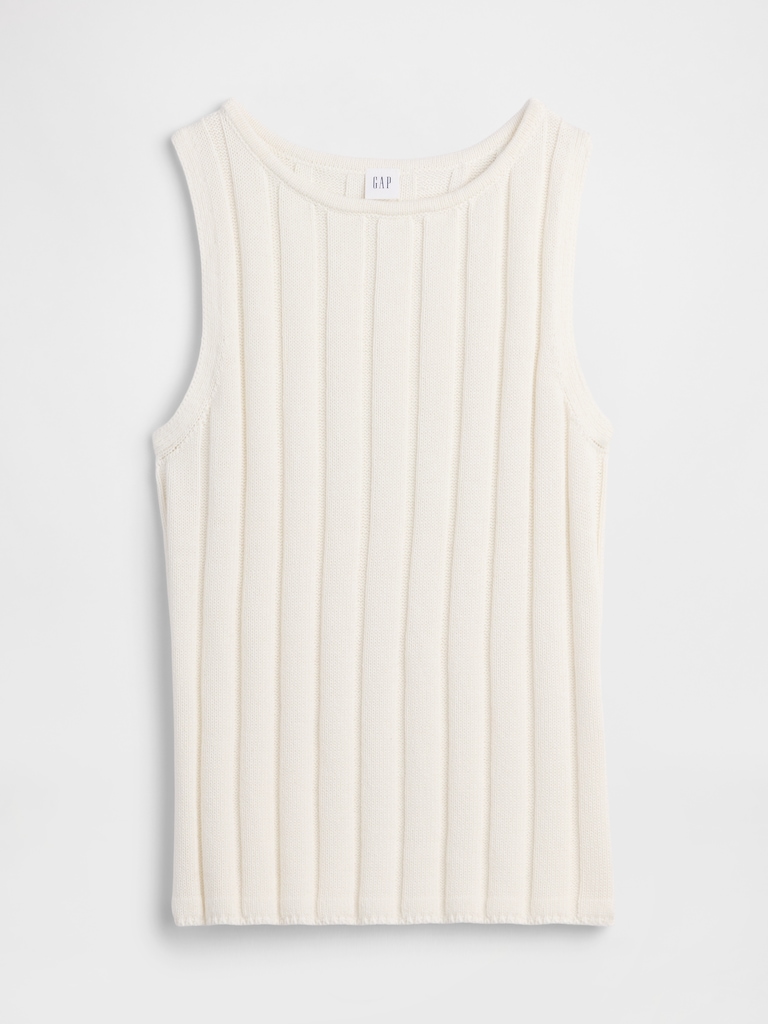 Relaxed Ribbed Boatneck Tank Top
