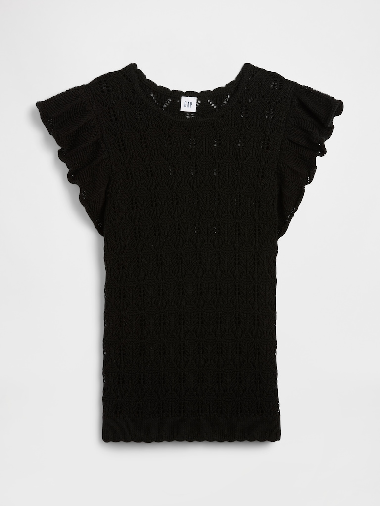 Crochet Flutter Sleeve Top