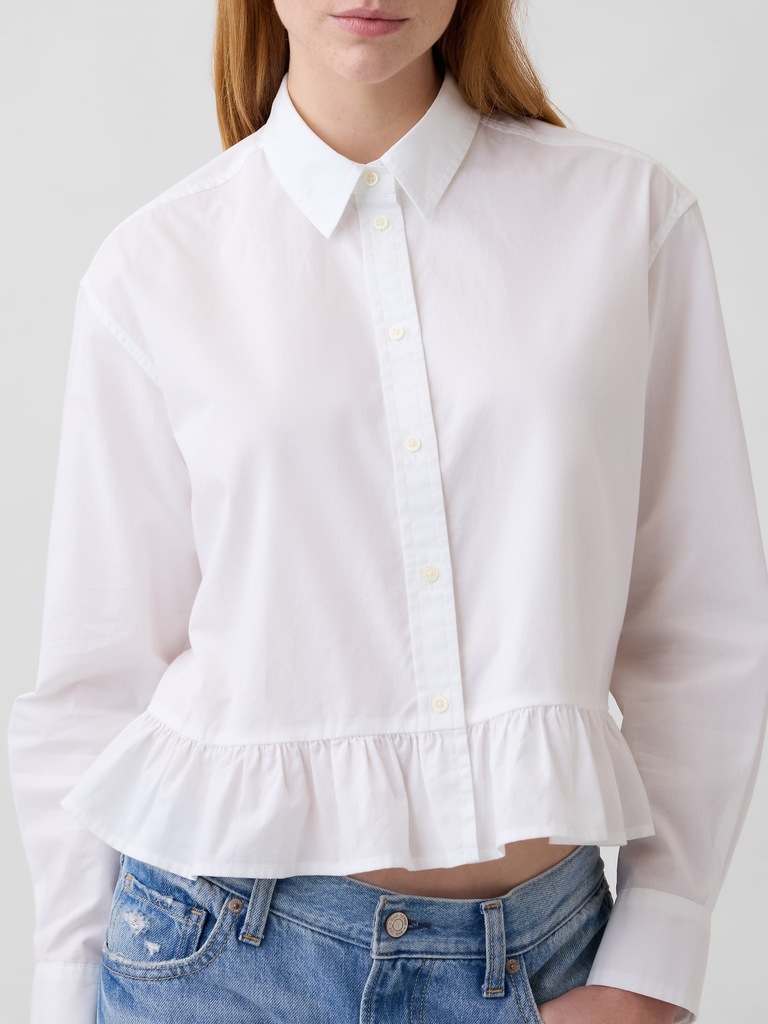 Relaxed Cropped Ruffle Shirt