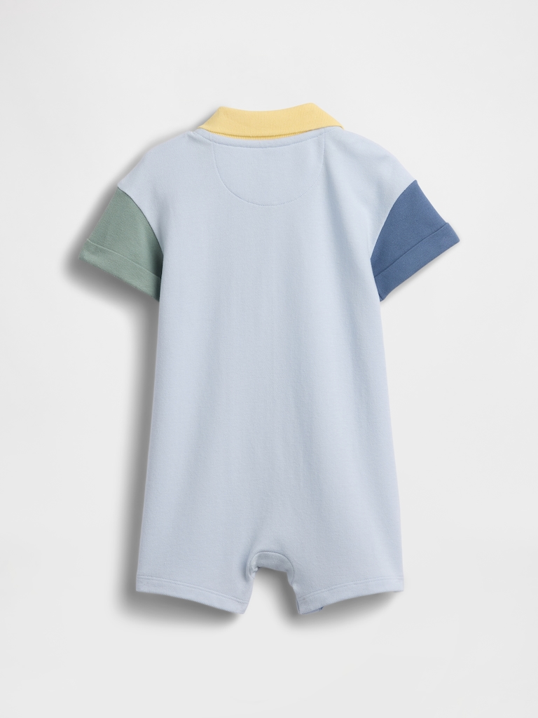 Baby Colorblock Pique Polo Shorty One-Piece
