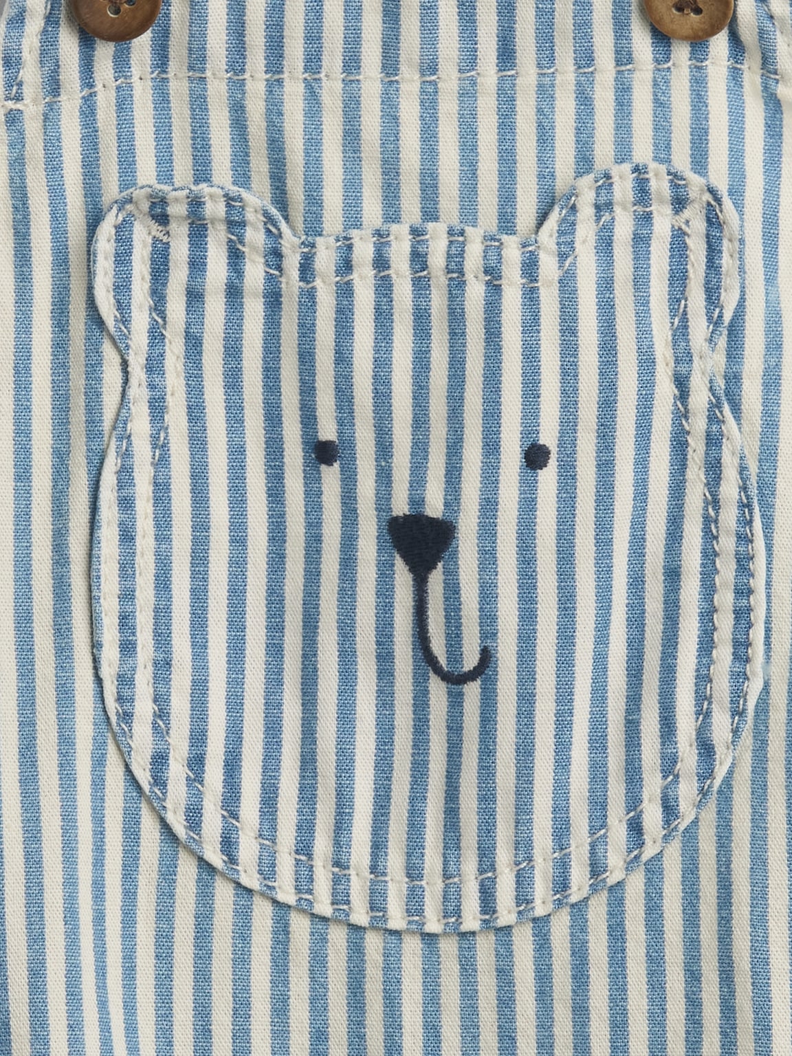 Baby Denim Stripe Bear Pocket Bubble Overalls