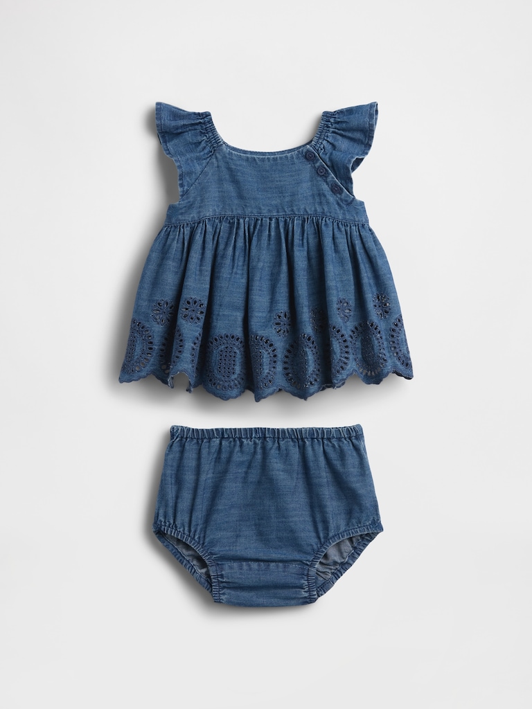 Baby Denim Eyelet Outfit Set