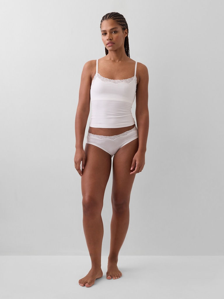Organic Stretch Cotton Lace-Trim Cami
