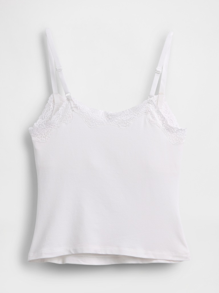 Organic Stretch Cotton Lace-Trim Cami