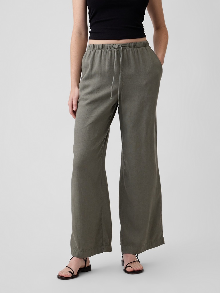 Relaxed Linen-Blend Wide-Leg Pants
