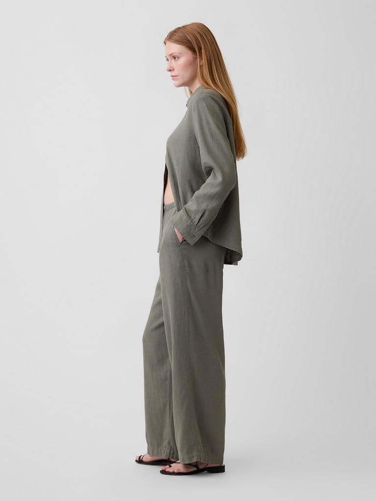 Relaxed Linen-Blend Wide-Leg Pants