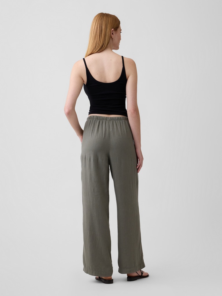 Relaxed Linen-Blend Wide-Leg Pants