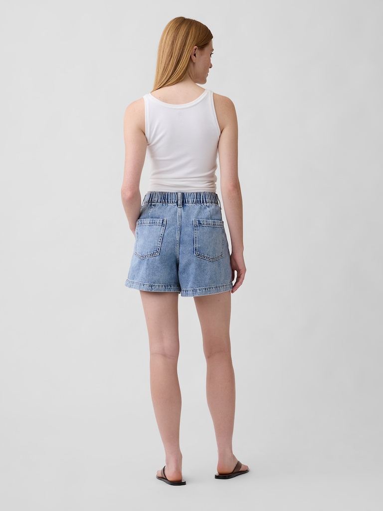 4" High Rise SuperSoft Denim Utility Shorts